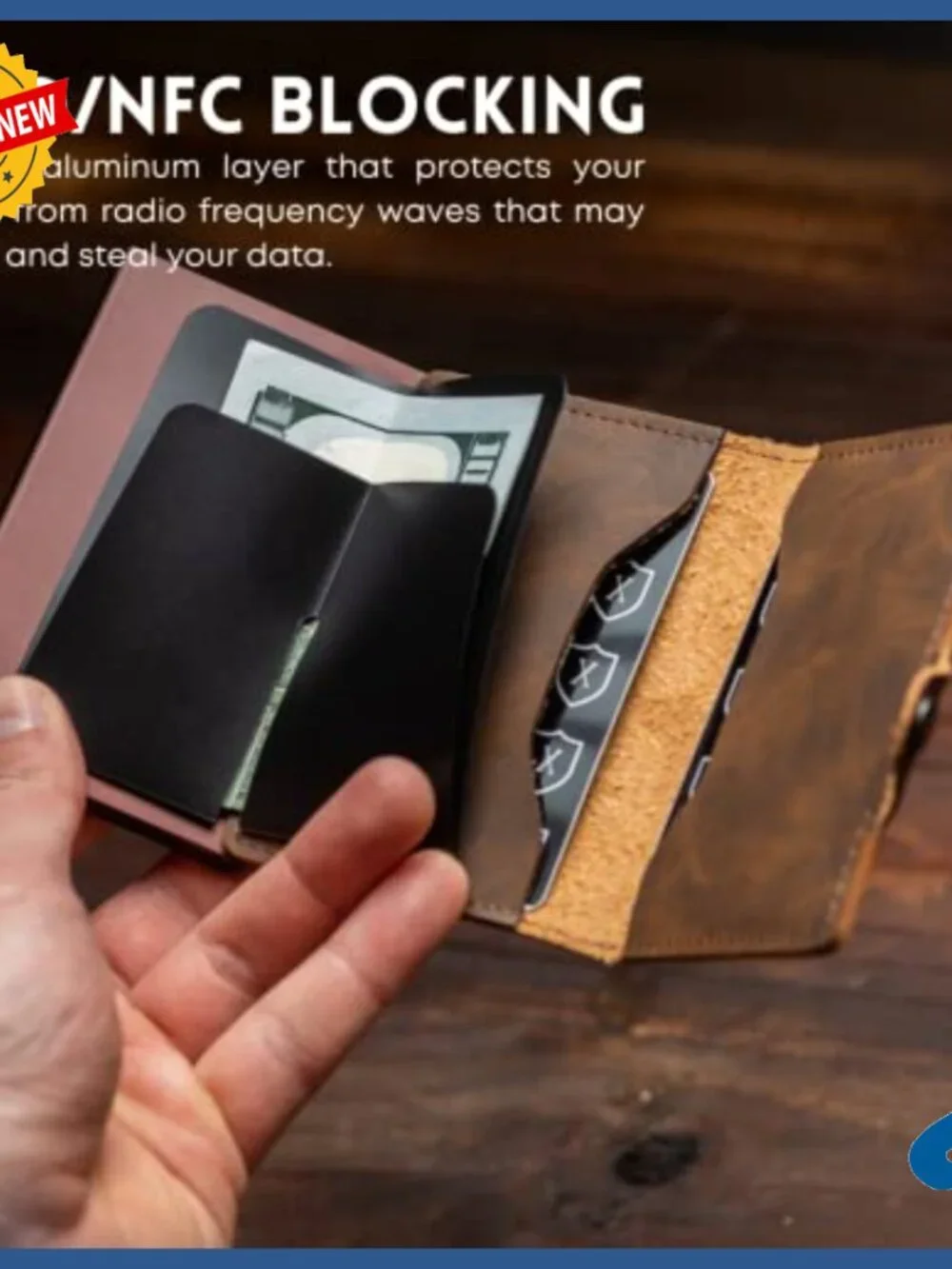 Slim Trifold RFID Wallet with Money Clip and Card Ejection Button